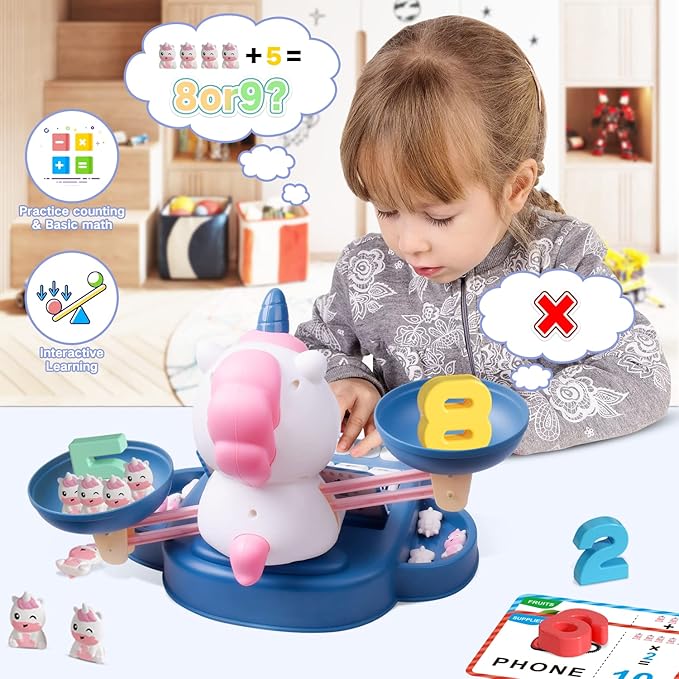 Unicorns Kindergarten Preschool Learning Activities Math Counting Matching Letter Toys - Toddler Educational Toys for 3 4 5 6 7 Year Olds Girls Birthday Gift Games for Kids Ages 5-7 3-5