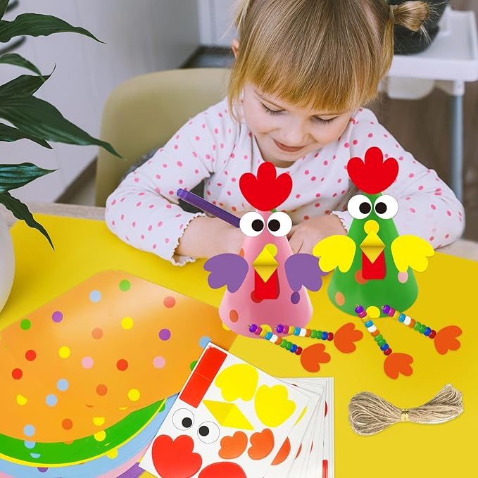 Cinrobiye 24 Sets Easter Craft Kits,DIY 3D Chick Table Sign Decorations Create Your Own Chick Ornaments for Easter Party Favors Spring Classroom and Home Art Activities