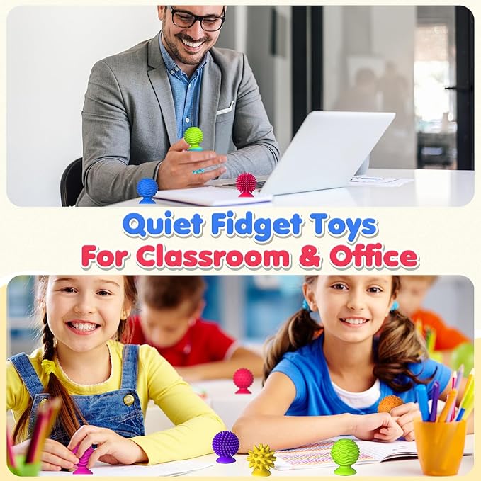 Sensory Fidget Toys Kids Adults: 16 Pack Textured Suction Toys for Autism Kids Calming - Quiet Anxiety Fidgets for Classroom Prize - Calm Down Toy for Girls Boys - Travel Toys Road Trip Essential