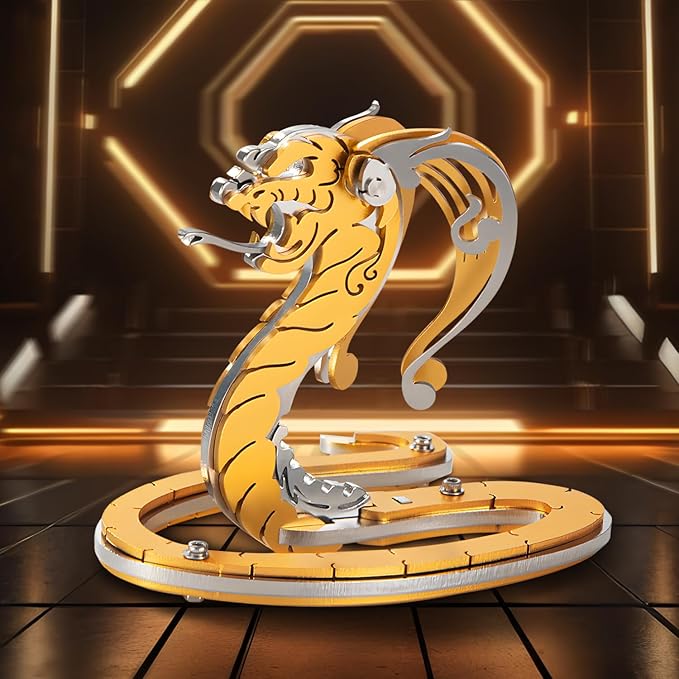 3D Metal Puzzles for Adults, Metal Model Kits for Adults Mechanical, Gold Snake 3D Puzzle Stainless Steel Ornaments for Men Women Art Craft Gifts Toys(Zodiac Sign).