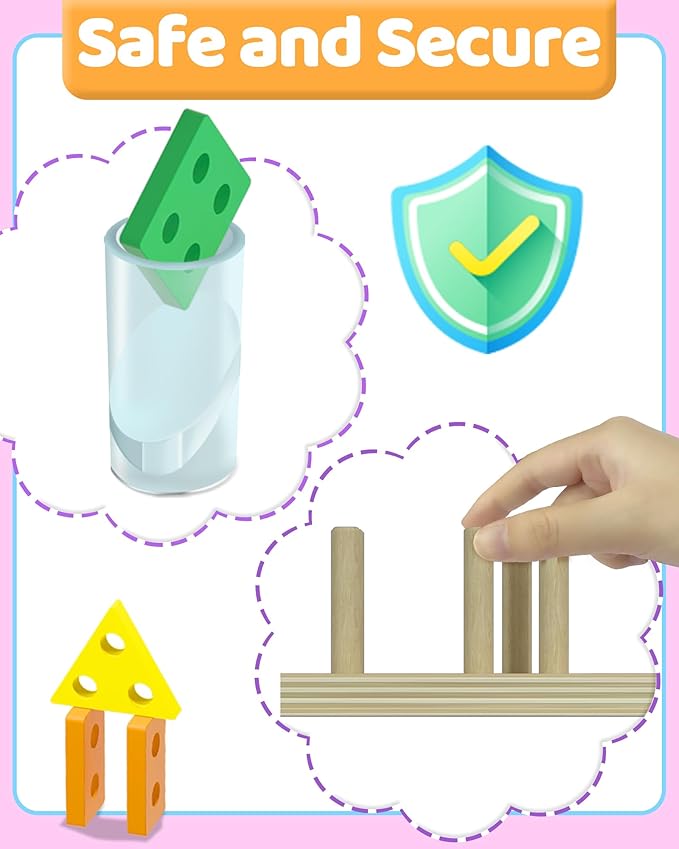 Montessori Toys for 1 2 Year Old Girl Boy, Toddler Toys 1 2 Year Old Girl Boy Birthday Gifts, Education Toddler Puzzles for Wooden Stacking Block Ages 1-3 2-4