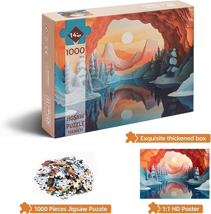 1000 Pieces Jigsaw Puzzle for Adults - Dreamy Glacier Sunrise Landscape - Challenging Puzzle with Fantasy Colors for Relaxing Family Fun (19.7x27.6 in)