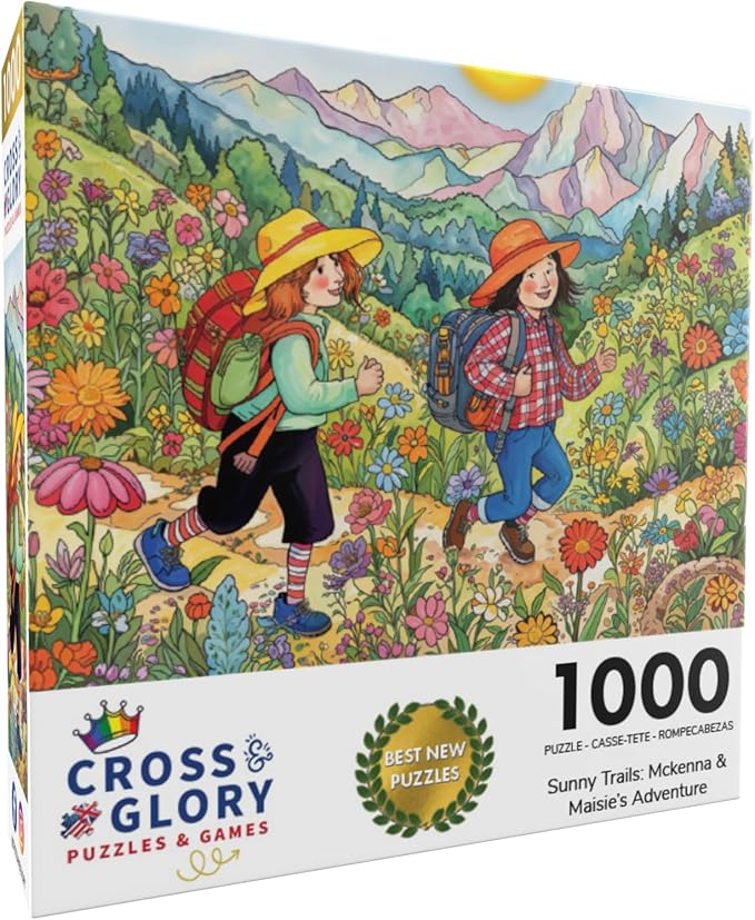 Cross & Glory - Sunny Trails: McKenna & Maisie's Adventure - 1000 Piece Jigsaw Puzzle for Adults & Kids 12+ & Kids 12+ | Vibrant Design | Fun Family Activity | Satin Finish | 20x27 Inches