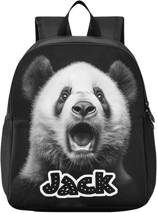 Cute Panda Black Toddler Backpack for Boys Girls 3-6 Preschool Small Backpacks Kids Mini Kindergarten Bookbag for Elementary for Travel