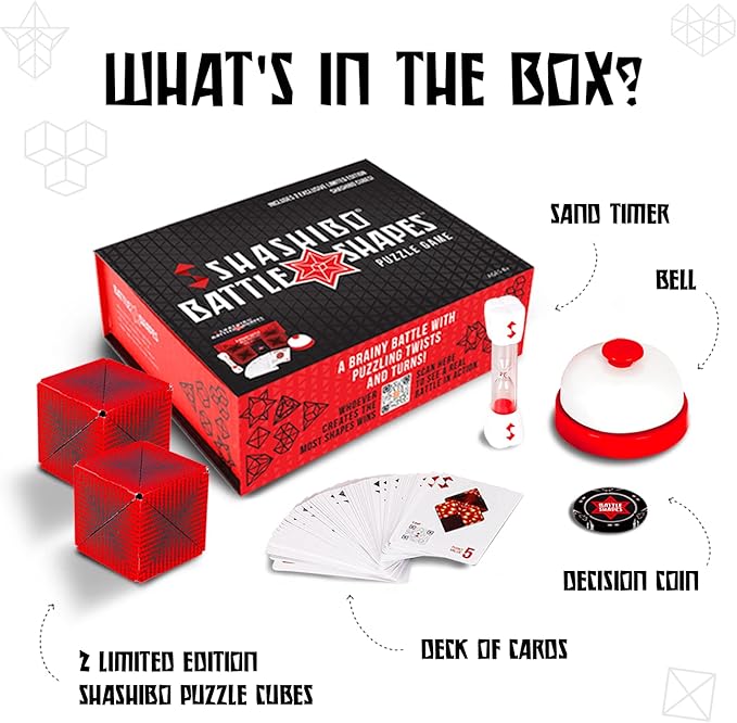Shashibo Battle Shapes Magnetizing Puzzle Game – Play Solo or with a Friend - Challenging Shape Shifting Box Game for Adults & Kids Ages 8+ with Puzzling Twists and Turns by Fun in Motion Toys