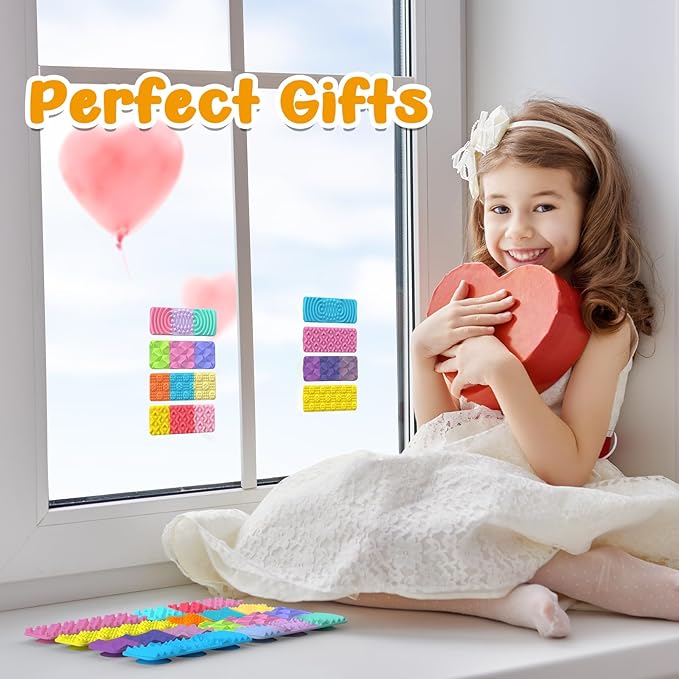 Fidget Toys for Kids Sensory Strips: 16 Pack Textured Suction Toys for Autism Kids Calming - Stress Toys for Autism Calming - Fun Fidgets for Student Classroom Prize Stocking Stuffers