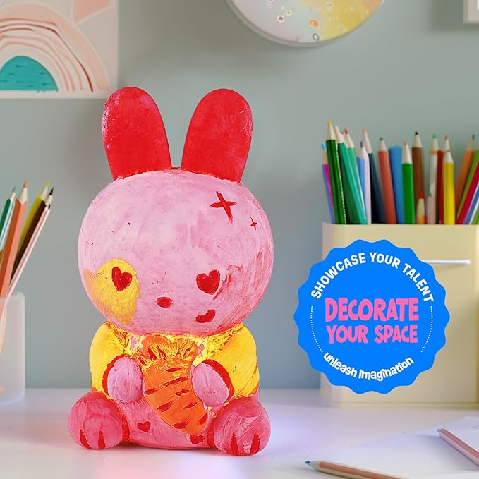 Paint Your Own Bunny Lamp Kit, Art Supplies Painting Kits for Kids, Arts and Crafts for Kids Ages 8-12, Bunny Toys Girls Boys Halloween Birthday Christmas Gifts Ages 3 4 5 6 7 8 9 10 11 12+