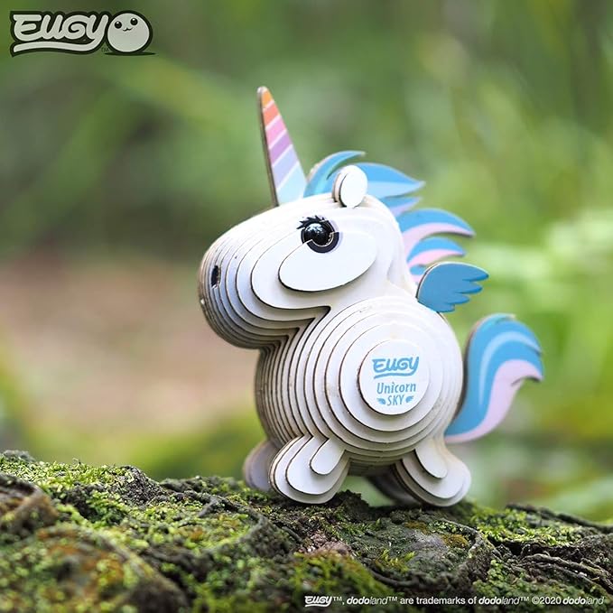 Eugy Unicorn Sky 3D Puzzle, 28 Piece Eco-Friendly Educational Toy Puzzles for Boys, Girls & Kids Ages 6+