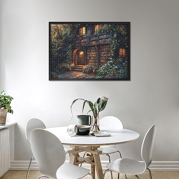 Vintage Bookstore Puzzles for Adults 1000 Pieces - Jigsaw Puzzles Books Art, 27.5x19.7 Inch Library and Flower Garden Hard Challenging Puzzle Family Game for Men & Women (Home Decor Gift)