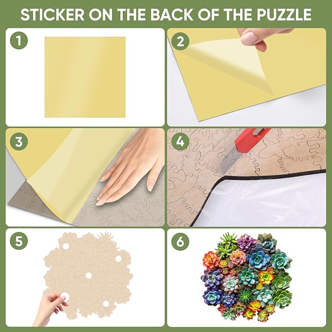 Mys Aurora Succulent Wooden Puzzles for Adults, 500 Piece Unique Shaped Wood Jigsaw Puzzles for Adults and Kids, Fun Challenging Puzzles Family Game Gift, Medium 16.9'' x 16.5''