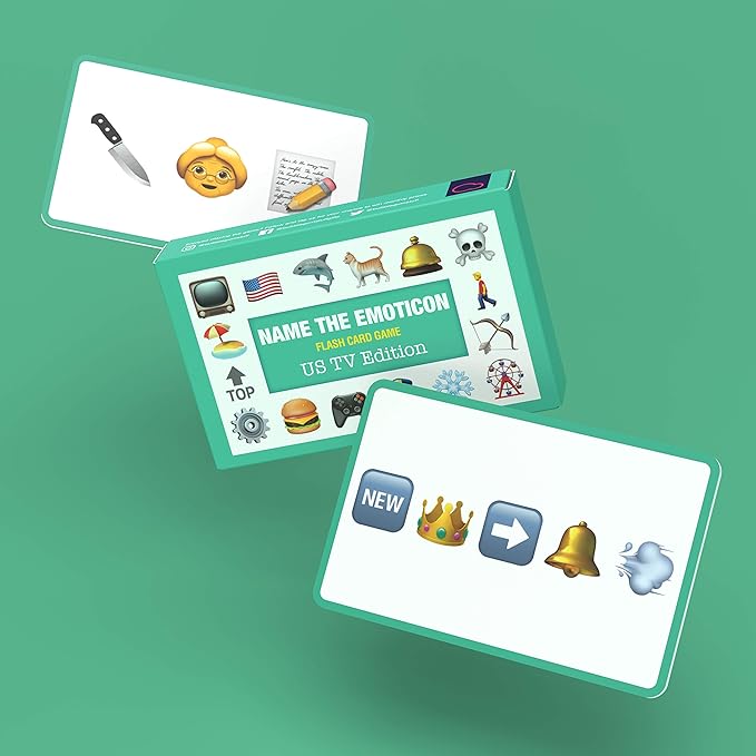 Bubblegum Stuff Name The Emoticon Game - US TV Edition - Guess The Phrase from The Emojis - Fun Flash Card Game - Suitable for Family, Kids, Teenagers & Adults