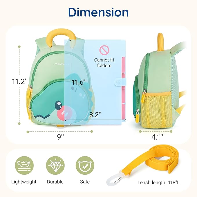 mommore Toddler Backpack for Girls 2-4 Cute 3D Kids Backpack Unicorn Small Pre-K Backpacks Water-Resistant for Preschool Kindergarten with Toddler Leash, Chest Buckle