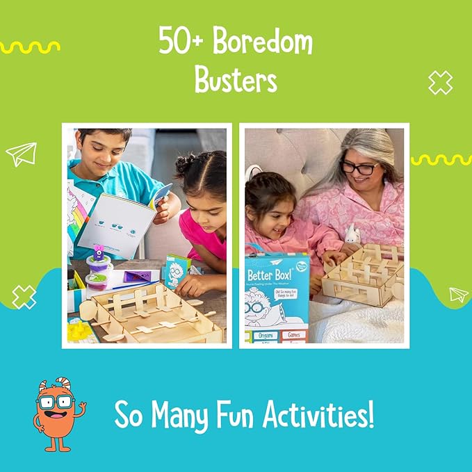 Open The Joy Feel Better Box: Get Well Soon Kids Gifts Basket, 50+ Fun Activities, Games, Toys, Conversation Cards, Origami, Clay Art, Magic Tricks, DIY - Great Gift for Kids After Surgery Ages 4+