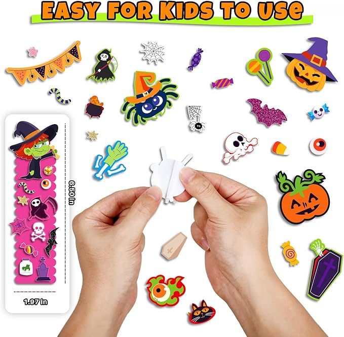 Halloween Crafts for Kids, 24 Pack Foam DIY Halloween Bookmarks Craft Kit, Ideal Halloween Party Favors,Trick or Treat Gifts,Classroom Activity Supplies
