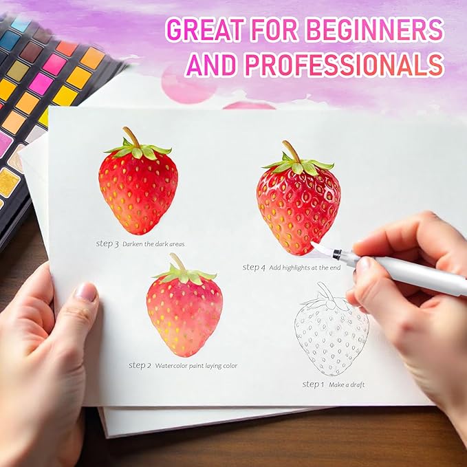 Falling in Art Watercolor Paint Set, 88 Colors Watercolor Paints, Painting Set with Water Brush and Sponge, Perfect Starter Kit for Beginners and Professionals