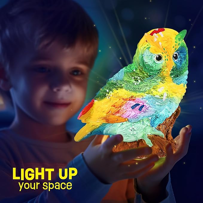 Paint Your Own Owl Lamp Kit, Art Supplies Painting Kits for Kids 6-12, Arts and Crafts for Kids Ages 8-12, Owl Toy Girls Boys Halloween Birthday Christmas Gifts Ages 3 4 5 6 7 8 9 10 11 12+