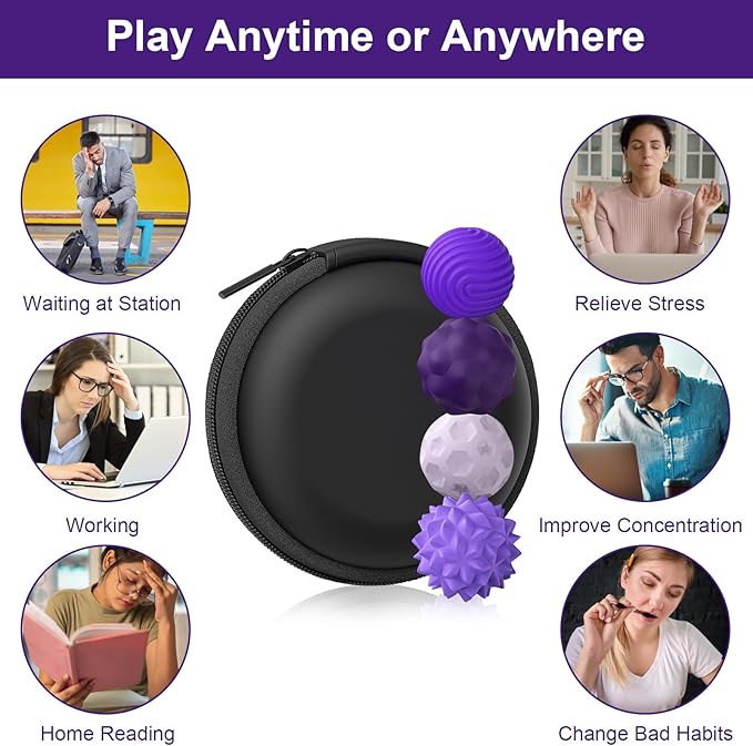 BUSOHA Silicone Magnetic Fidget Balls - 4 Pack Fidget Toys Stress Balls for Adults Sensory Stone Travel Toys for Calming,Autism and ADHD,Gifts for Classroom Kids Girls Boys Teens