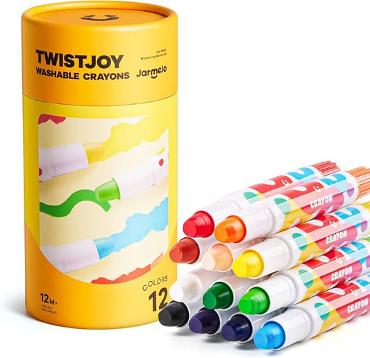 Jar Melo Jumbo Crayons for Toddlers, 12 Colors TwistJoy Crayon Non Toxic Washable Easy to Hold Large Crayons,Gift for Boys and Girls Back to School