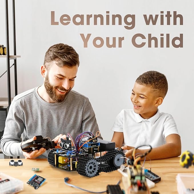 Robotics Kit for Kids Ages 8–12, Smart Robot Tank Car Compatible with Arduino & Scratch, STEM Toys for Boys Ages 8–12, App & Remote Control, Birthday Gift for Boys, Girls and Adults