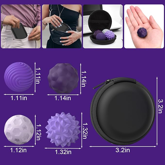 BUSOHA Silicone Magnetic Fidget Balls - 4 Pack Fidget Toys Stress Balls for Adults Sensory Stone Travel Toys for Calming,Autism and ADHD,Gifts for Classroom Kids Girls Boys Teens