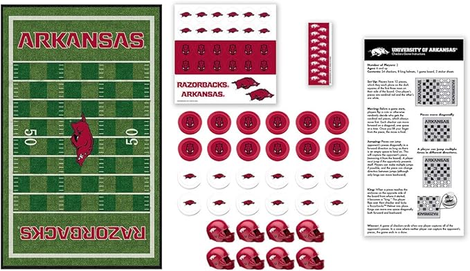 MasterPieces NCAA Arkansas Razorbacks, Checkers Board Game, For Ages 6+