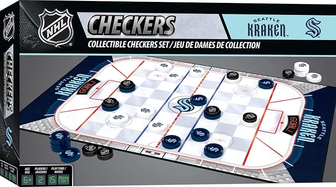 MasterPieces Family Game - NHL Seattle Kraken Checkers - Officially Licensed Board Game for Kids & Adults