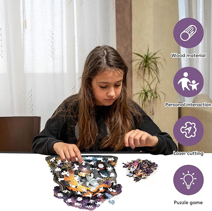 Wooden Puzzles for Adults, Elephant Jigsaw Puzzles 200 Pieces, Unique Shaped Puzzle for Adults and Kids, Christmas Birthday Gift Family Game 11 x 11.2 Inch