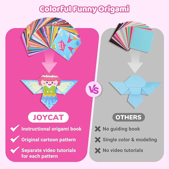 JoyCat Origami Paper Kit for Kids,180 Sheet 5.5x5.5 Colorful Paper,73 Unique & Unicorn Style with Instruction Book,Art&Crafts Supply Set for Ages 5-12 Girl,Ideal DIY & Educational Toy,Gift for Kids
