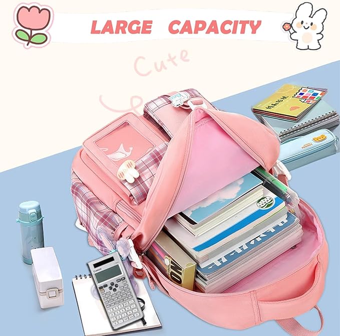 Girls Backpack,Cute School Backpack for Girls Kids Teens,Kawaii Bookbag for Primary Elementary,Green