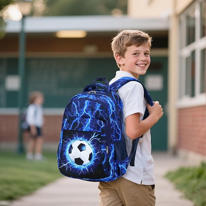 LEDAOU School Backpack for Boys Girls Soccer Kids Bookbag Elementary Middle School Bag for 8-14