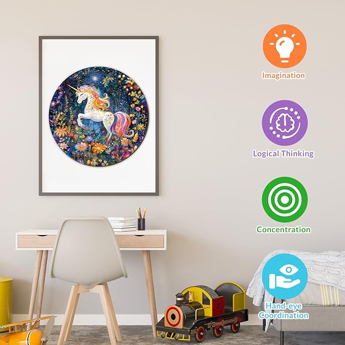 Wooden Puzzles for Kids Ages 4-6, Rainbow Unicorn 50 Pieces Kids Puzzle, Children Birthday Easter Puzzle Gift Idea, Educational Puzzles Toys for Boys and Girls (11.4 * 11.4in)