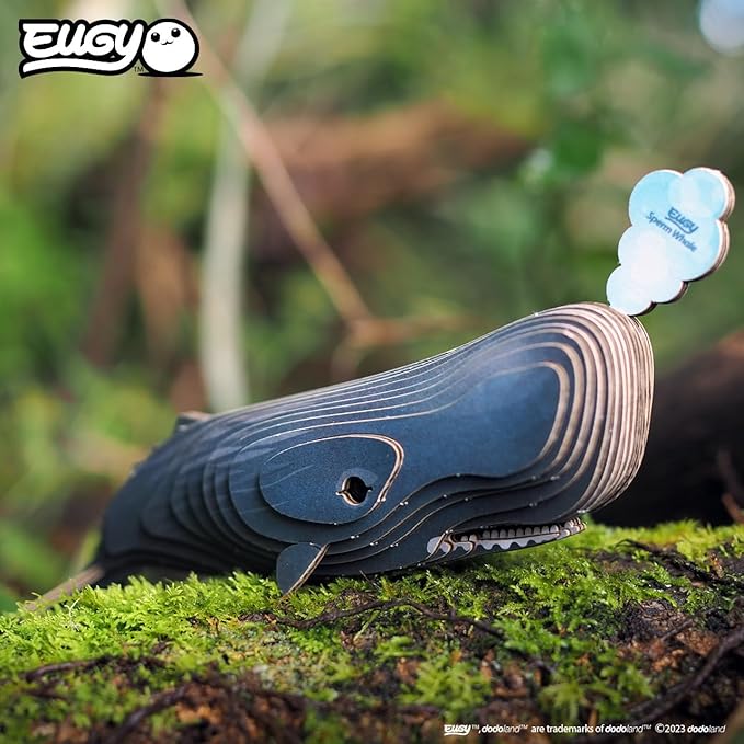 Eugy Sperm Whale 3D Puzzle, 24 Piece Eco-Friendly Educational Learning Puzzles for Kids 6+
