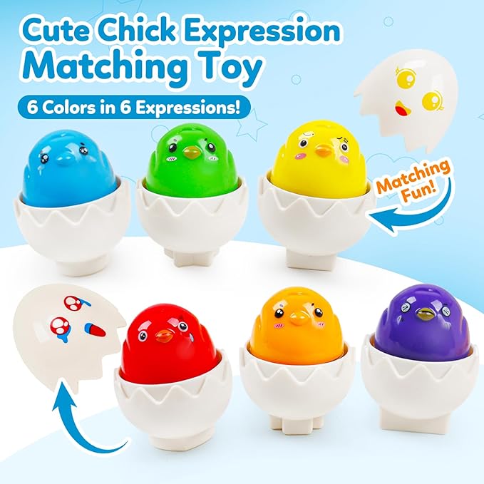 Egg Toys for Toddler 1-3,Montessori Geometric Eggs Preschool Educational Learning Color Sorting & Eggs Puzzles Matching Games Fine Motor Toys for Boys Girls