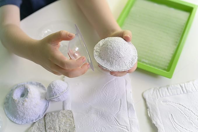 Green Science - Paper Making Kit - Recycle and Create Your Own - Paper Making Screen - Green DIY Craft Stem Toys Kit for Kids - Includes Molds, Paints, and Glow-in-The-Dark Features
