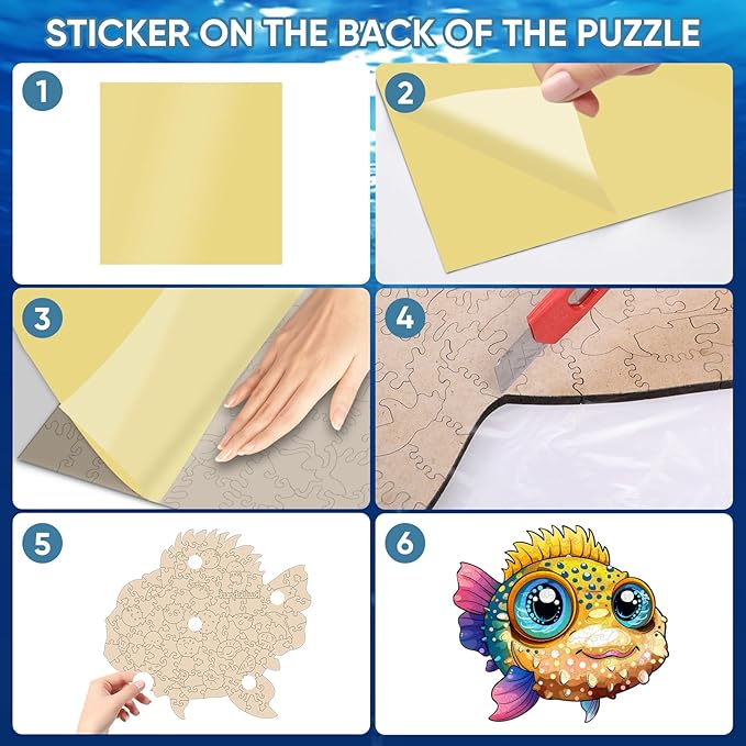 Ruikiyart Wooden Puzzles for Adults,100 Pieces Unique Animal Shaped Wooden Jigsaw Puzzle,Ocean Puzzle for Kids,Creative Gift Toys for Adults and Kids Family Game,7.67x8.4 Inch