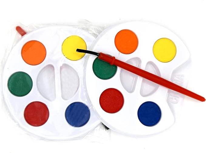 Color Swell Bulk Watercolors Round Paint Pack with Brushes - 25 Sets with 5 Washable Colors Each - Great for Kids, Classrooms, Parties, Students, Donations, Party Favors, All Ages