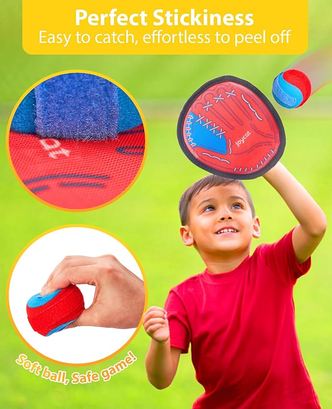 JoyCat Toss and Catch Ball Game Set,Toddler Baseball Glove,Beach Pool Yard Camping Games,Kids Sports & Outdoor Play Toys for Family,Outside Toys for 3 4 5 6 7 8 9 10+Year Old Boys Girls Birthday Gifts
