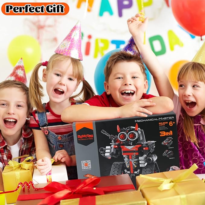 Robot Building Toys STEM Projects for Kids Ages 6-10 8-12 and up, 3 in 1 Remote Control Car Coding Set, Educational Robotics Science Kit, Birthday for Teen Boys Girls