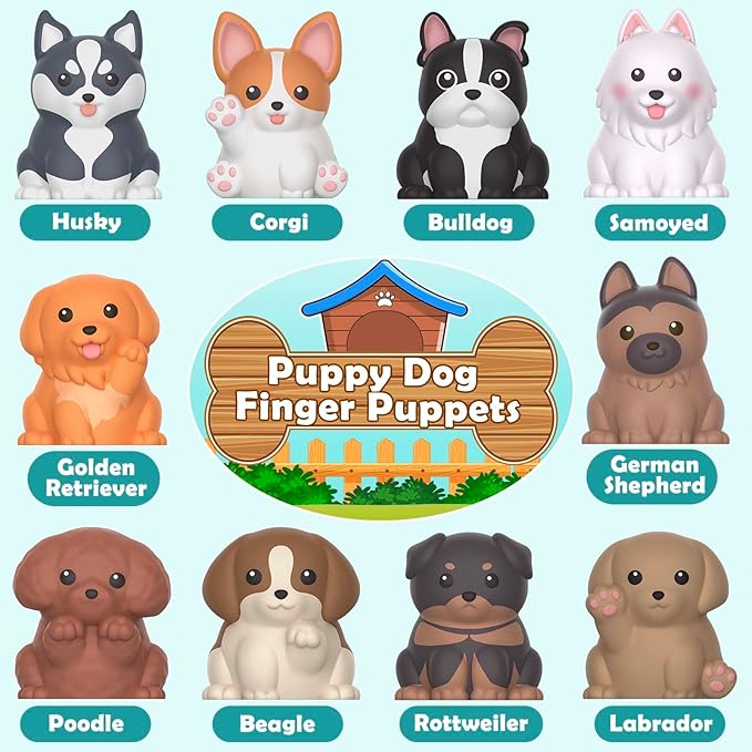 Aigybobo Learning Toys for Toddlers 1 2 3 Year Old, 20 Pcs Pet Dog Toys for Kids, Animal Counting Matching Sorting Fine Motor Educational Playset, Puppy Gifts for Baby Boys Girls Age 12-18 Months