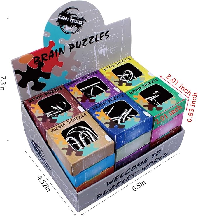 AHYUAN 24 Pack Metal Brain Teaser Puzzles IQ Wire Metal Puzzles with Paper Box Gift Package Fidget Toys Educational Puzzle Games Toys Magic Trick Toy Party Favors for Kids Adults Challenge