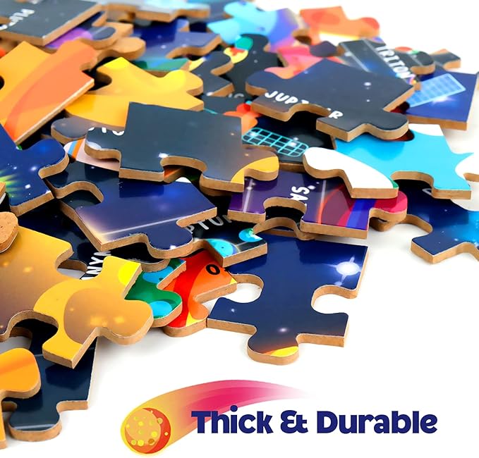 SYNARRY 100 Piece Puzzles for Kids, Space Puzzle for Kids Ages 4-8 Solar System Puzzle, 100 Pieces Puzzles for 3 4 5 6 7 8 Year Olds Boys Girls Childrens, Planets with Names