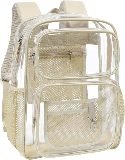 PACKISM Clear Backpack for School - 17 inch Large Heavy Duty Clear Bookbag, See Through PVC Backpacks (for age 12 above)