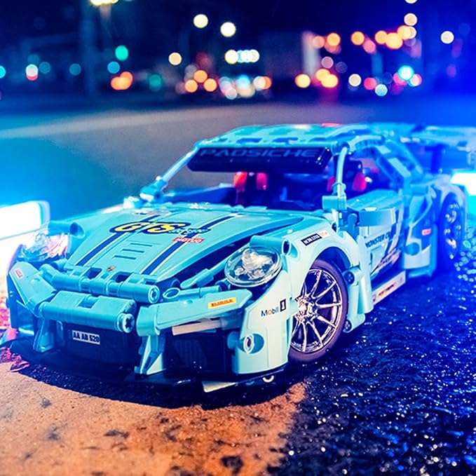 Blue Sports Car 911 Building Blocks Set Toy, Collectible MOC Car Model, Building Blocks for Adults and Kids (1288 PCS)