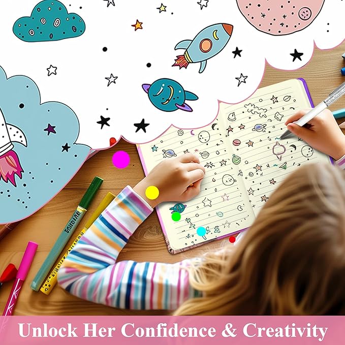 Cat Journal for Girls - Gift for Kids - Diary with Pen & Magnetic Closure, 192 Pages for Writing, 5.3"x7.5" Hardcover Lined Notebook