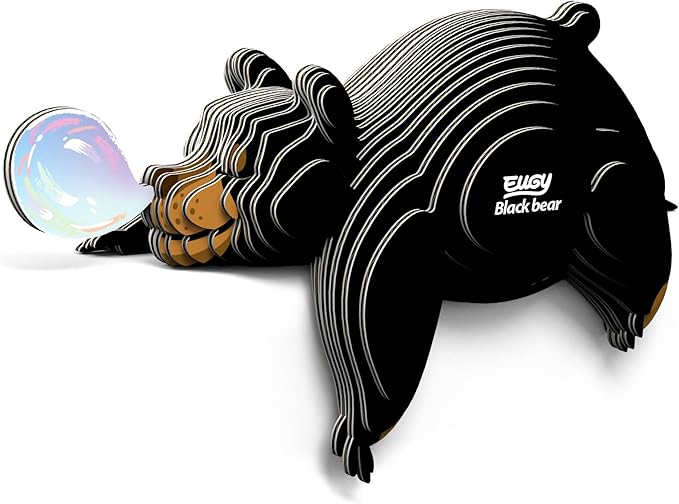 Eugy Black Bear 3D Puzzle, 24 Piece Eco-Friendly Educational Toy Puzzles for Boys, Girls & Kids Ages 6+