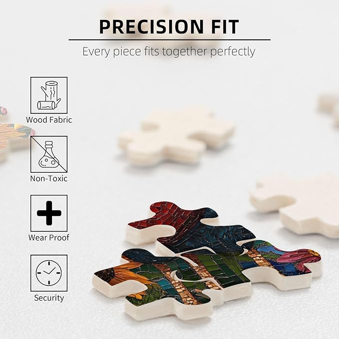 500 Piece Wooden Puzzle for Adults,The Art of Chickens and Hearts in Sunflowers,Bold Farm Animal Artwork,Brain Training Challenge,Stress Relief Activity,Eco-Friendly Woodens Pieces