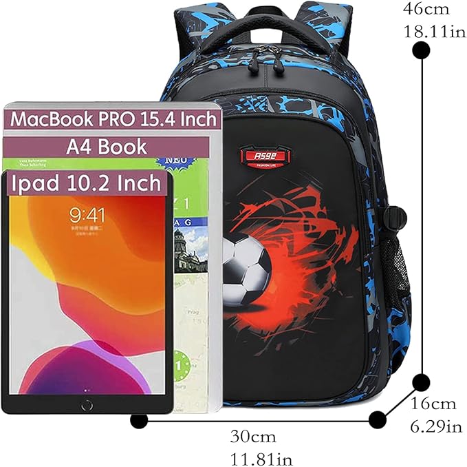 Asge Backpack for School Boys Backpacks for Kids Camo Bookbag for Middle School Bags Waterproof Travel Back Pack (Blue)