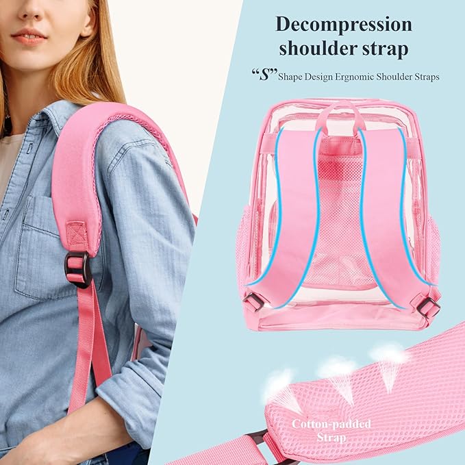 PACKISM Clear Backpack for School - 17 inch Large Heavy Duty Clear Bookbag, See Through PVC Backpacks (for age 12 above)
