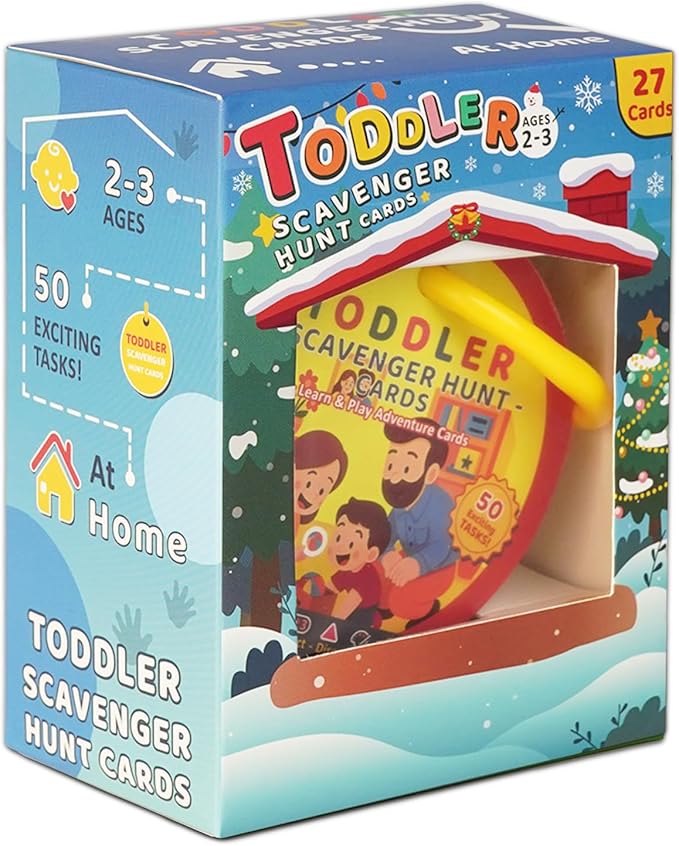 Indoor Scavenger Hunt for Toddlers, 27pcs Scavenger Hunt Cards at Home, Learning Games for Boys and Girls Ages 2-3, Birthday Gifts for Kids