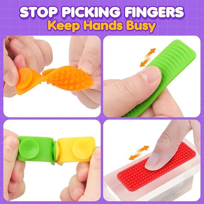 Sensory Fidget Toys Kids Adults: 8 Pack Textured Suction Toys for Autism Kids Calming - Sensory Stickers for Anxiety Relief Items - Fidget Strips for Classroom Desk - Travel Toys Road Trip Essential